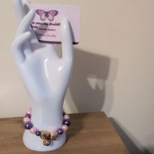 Purple and Gold Beaded Bracelet